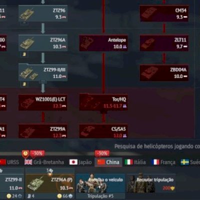 CONTA WAR THUNDER>BASTANTE TANQUES CHINESES E BRITANICOS E VEICULOS RAROS