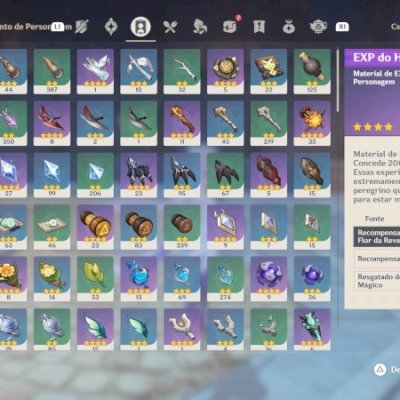 Genshin AR60 23 personagens 5 estrelas 11 armas 5 estrelas