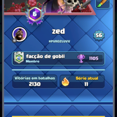 Conta com: 6 anos 11k🏆 10 evo e 3 heróis nível 56 , 470 gemas  