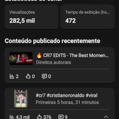 CANAL YOUTUBE | 54k SUBS | 470k VIEWS/MÊS | ENGANJAMENTO EXPLOSIVO 🚀