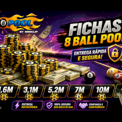 🎱 Fichas 8 Ball Pool – Entrega Rápida e Segura (1,6M/3,1M/5,2M/7M/10M) + 