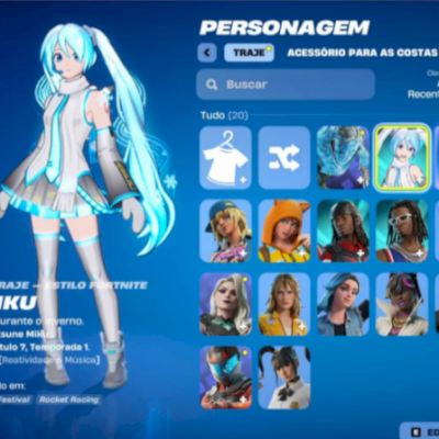 VENDO CONTA FORTNITE COM SKIN DA HATSUNE MIKU DE NATAL + PACOTÃO DO CARTI 