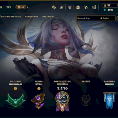 Conta de LOL = lvl 1.449 + 797skins + 7/7 ultimate + elo Esmeralda 3 ...