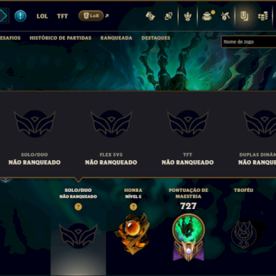 Unranked com TODOS os Champs e 287 Skins ( SUP / ADC / JG / MID ) - ( Nivel 487 