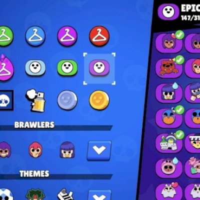 Conta com 5 mestres 2024 2 mestres 2025 467 skins 105k 102 brawlers 86 max  