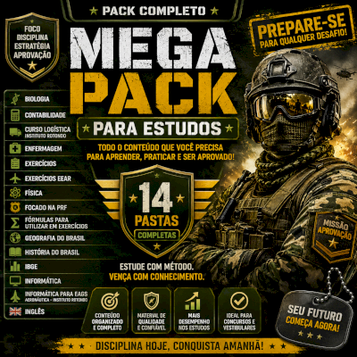 MEGA PACK DE ESTUDOS COMPLETO – Concurso, EEAR, PRF, IBGE e Muito Mais! 🎖️