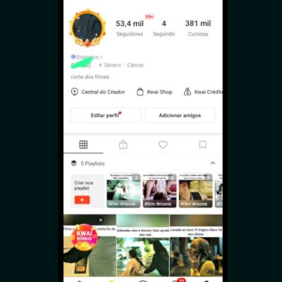 Vendo conta 53,4mil seguidores kwai cut monetizada corte filme 