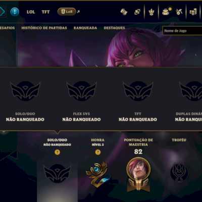Unranked com 20 Champs e 10 Skins