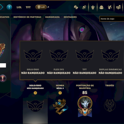 Unranked com 45 Champs e 8 Skins