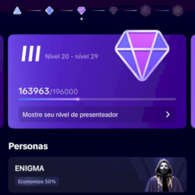 Conta nível 25 de presenteador 