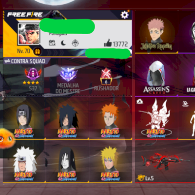 CORRE PROMOÇÃO 404 PEITA+ Conta de Alto Valor Foco em Naruto e Skins Exclusivas