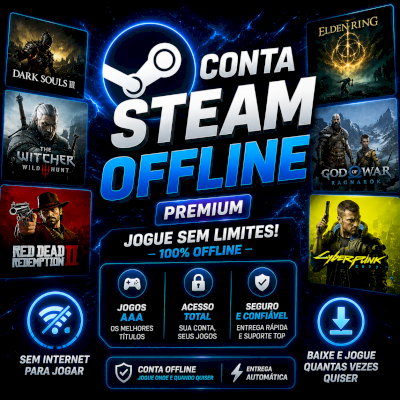  Conta Steam Offline Premium | +70 Jogos Aaa + Escolha 1 Jogo Fora do Catálogo
