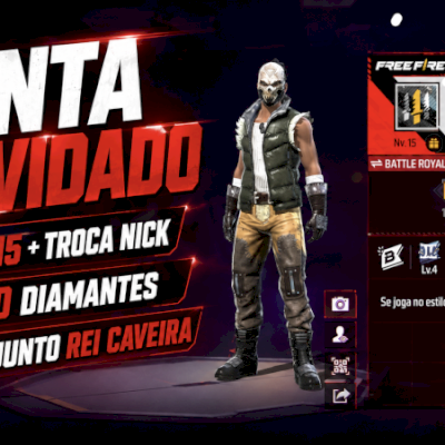 Conta Free Fire 500 Diamantes 💎 Conjunto Rei Caveira