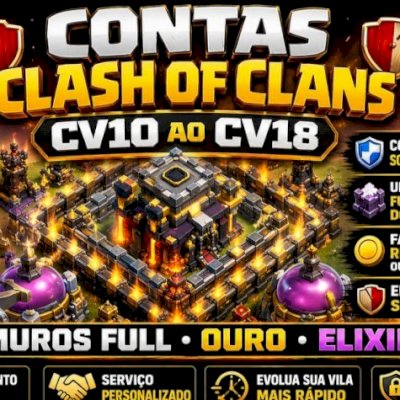 CLASH OF CLANS - LOJA COMPLETA (CV10 AO CV18) CONTAS ATÉ [50%] DE DESCONTO
