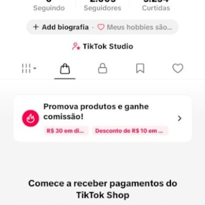 CONTA DO TIKTOK COM SHOP ATIVO +2K SEGUIDORES + LIVES ATIVAS (ENGAJAMENTO REAL)