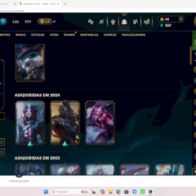 Conta Bronze de lol mais de 40 skins quase todos os campeões