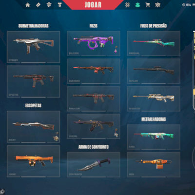 conta de valorant com muitas skins tops, nivel 374, muito gemada