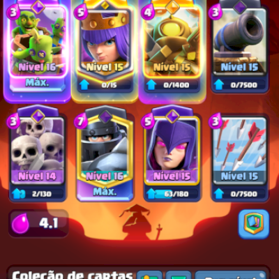 Conta 13k de trofeus,todas as cartas e quase todos os herois 