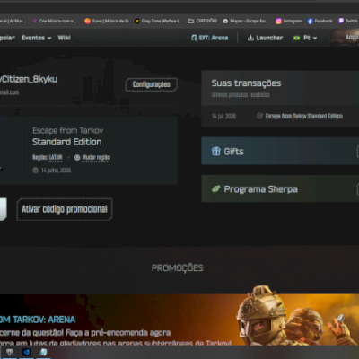 ESCAPE FROM TARKOV STANDARD (LATAM) + EPIC (batman/gta v/ Tomb Raider)
