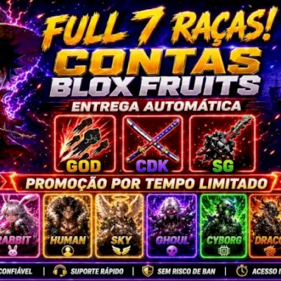 CONTA BLOX FRUITS TODAS RAÇA V4 FULL GEAR, CDK, GOD HUMAN, SANGUINE ART, 30M