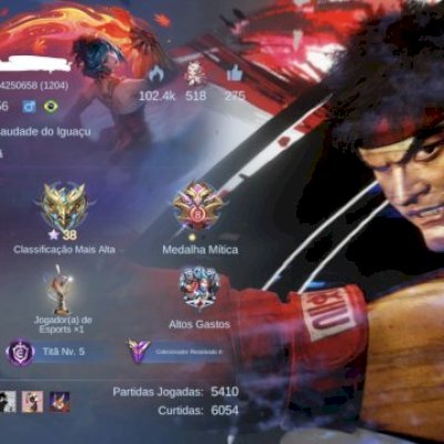 CONTA MOBILE LEGENDS COM SKIN DO RYU PAQUITO E MUITAS OUTRAS COLLABS