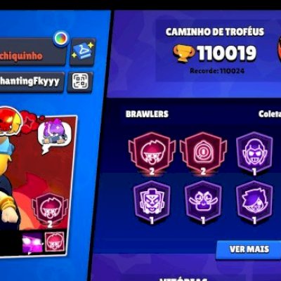 CONTA COM 110K/104 prestigios/primeiro passe pago da rank/todos os brawlers/mais