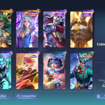 Conta - 114 Skins, 73 heróis, Zenith, zodíaco , e Skins raras 