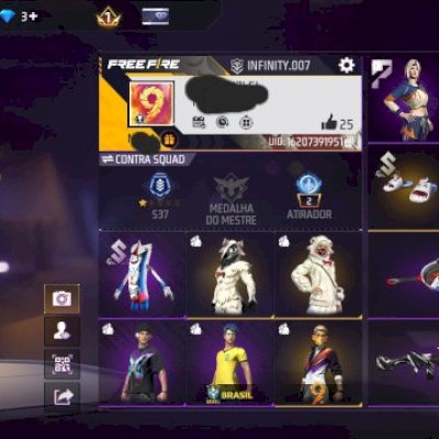 CONTA FREE FIRE NIVEL 24 COM VÁRIAS SKINS, EMOTES, MOCHILA, ARMAS E BANNERS!