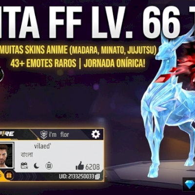 CONTA FF NV 66 | CONJUNTO MADARA + ITENS NARUTO, JUJUTSU KAISEN E EMOTES RAROS!
