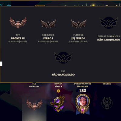 Ferro 1 com 90 Champs e 17 Skins ( Mais de 80 Jogos )