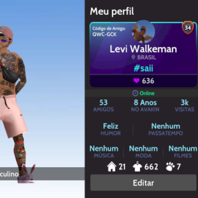OPORTUNIDADE! Conta Masculina. avakin life LV34 