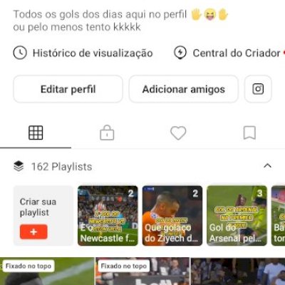 Conta Kwai de 100 mil seguidores do nicho futebol.