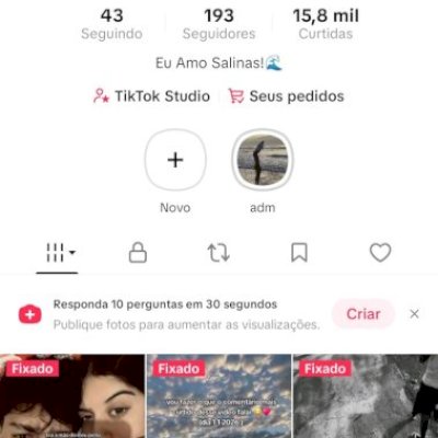 Conta Tik Tok com alguns vídeos viralizados