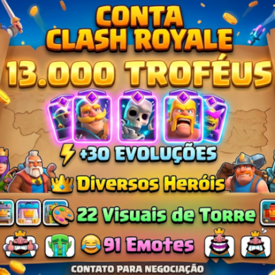Conta 13K de Trofeu faltando 4 evos e 5 herois
