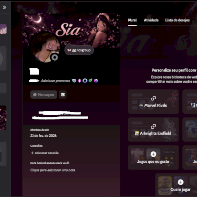 CONTA FEMININA DE DISCORD COM 5 BADGES