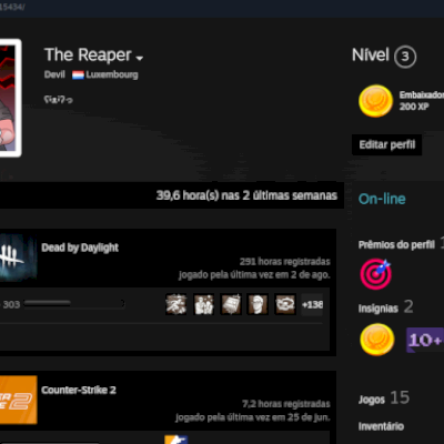 CONTA STEAM C DBD E 15 JOGOS