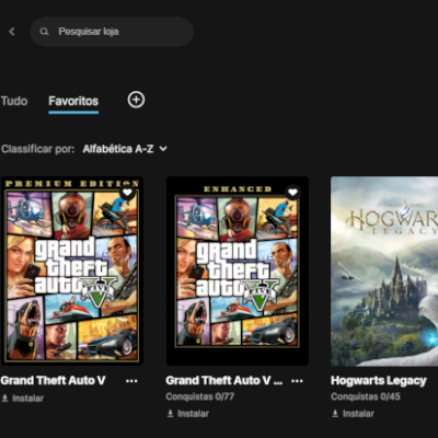 Conta Epic Games com GTA V Enhanced e Hogwarts Legacy