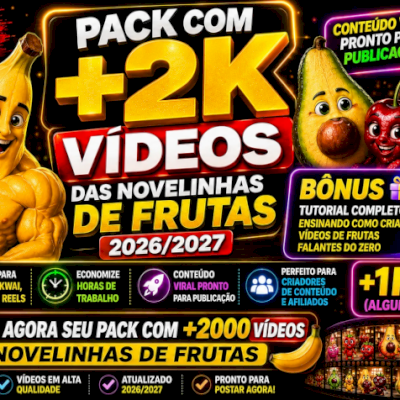 Pack Novelinhas de Frutas Virais 2026 (+2000 vídeos)
