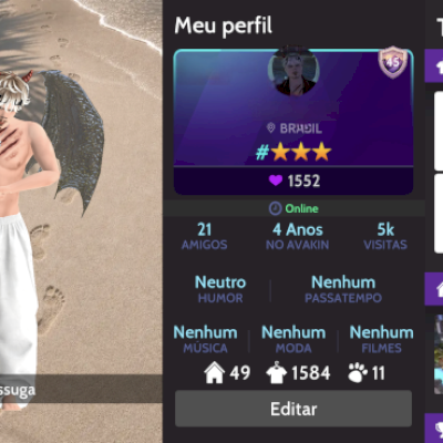 CONTA DE AVAKIN LIFE MASCULINO, MAIS DE 1580 DE ROUPAS + ITENS RAROS +ASAS