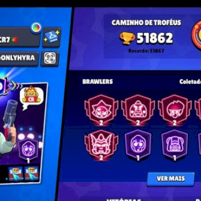 Brawl Estrelas‼️ 51k+ Troféus‼️21 Hypercharge ‼️300 Skins‼️ 101 Brawlers