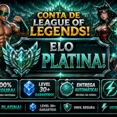 [ENTREGA AUTOMÁTICA] LOL PLATINA, 21 SKINS, 1 MÍTICA, 2 LENDÁRIAS, LVL 64, 9K EL