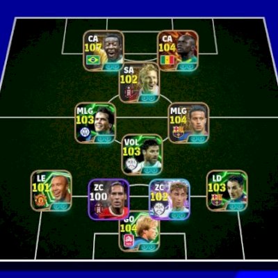 Conta efootball com Pelé 107 e Mané 104