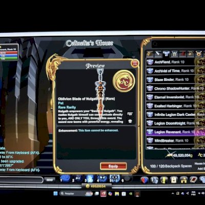 CONTA AQW COM NAVAL RARA E OBLIVION PET RARO