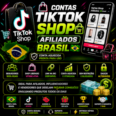 ✅CONTAS TIKTOK SHOP AFILIADOS BRASIL ACIMA DE 1K SEGUIDORES