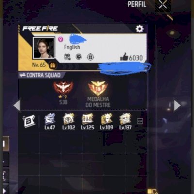 Conta de Free Fire (Level 65) possui 6K de likes, possui 10 passes booyah