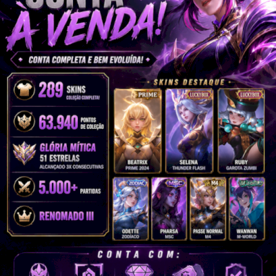 Vendo conta com Skin prime da Beatrix/algumas luckbox e M-world da wanwan 