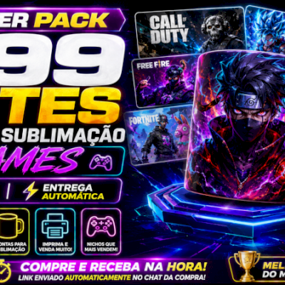 ⚡ SUPER PACK 499 ARTES CANECAS SUBLIMAÇÃO GAMES | 300 DPI | ENTREGA AUTOMÁTICA 
