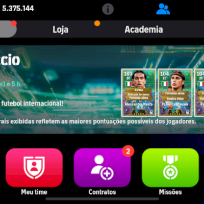 Conta de efootbal móbile 