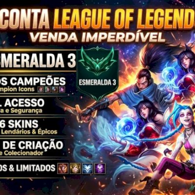 Conta de lol esmeralda 3, 176 skins com todos os campeoes , level 537 