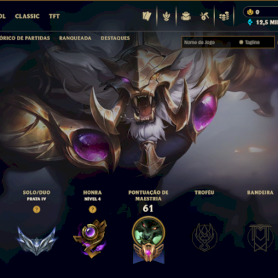 CONTA SMURF LOL RANKED OPEN | 6 SKINS | ELO ATIVO PRATA 4 - FULL ACESSO